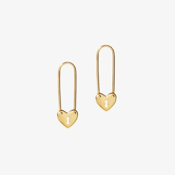 New Ana Luisa Heart Safety Pin Earrings